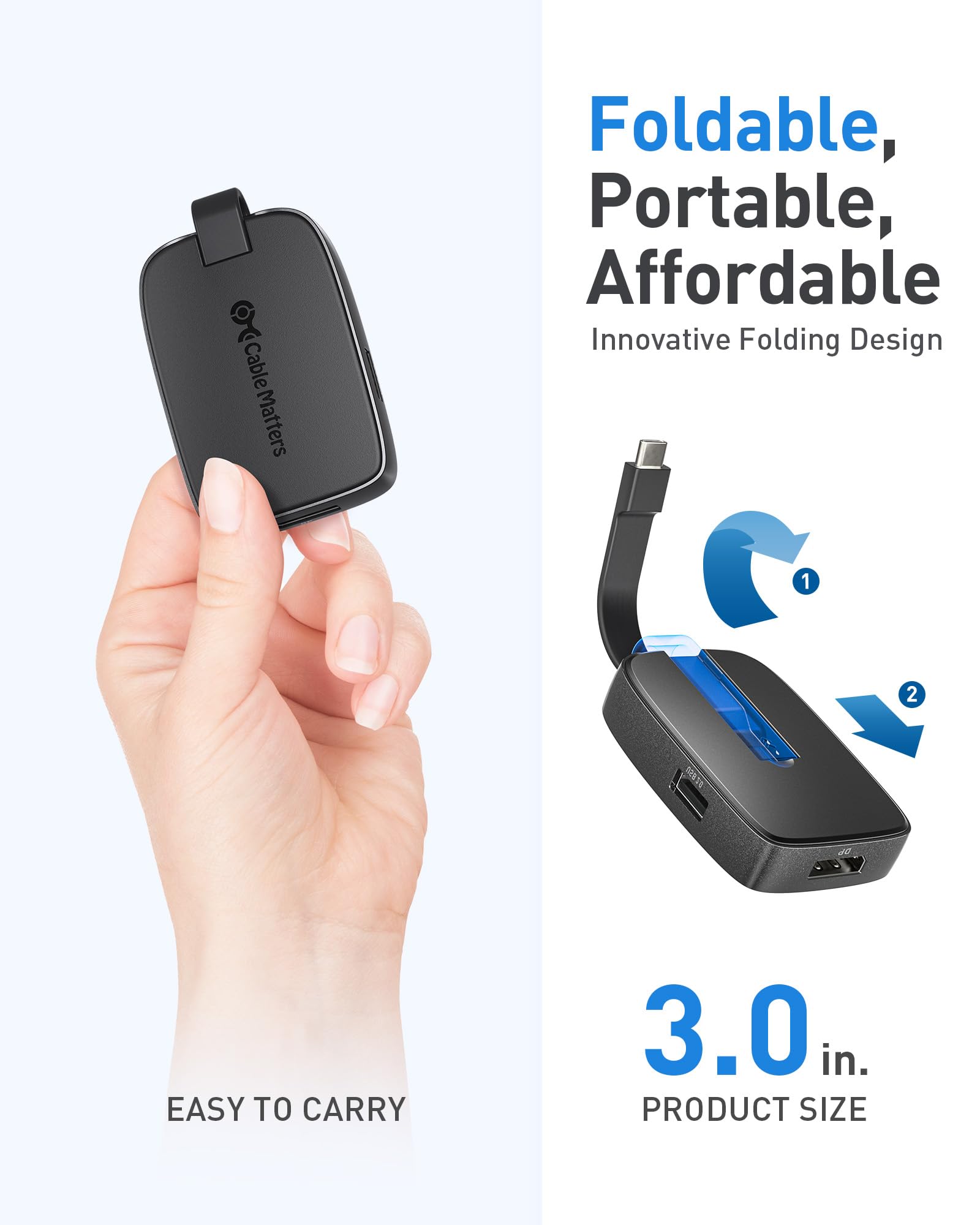 Cable Matters 4K@240Hz USB C to DisplayPort Hub, 100W Charging